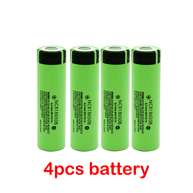 Original 18650 Rechargeable Batteries NCR18650B 3.7v 3400mah 18650 Lithium Replacement Battery for Flashlight batteries charger: 4pcs battery