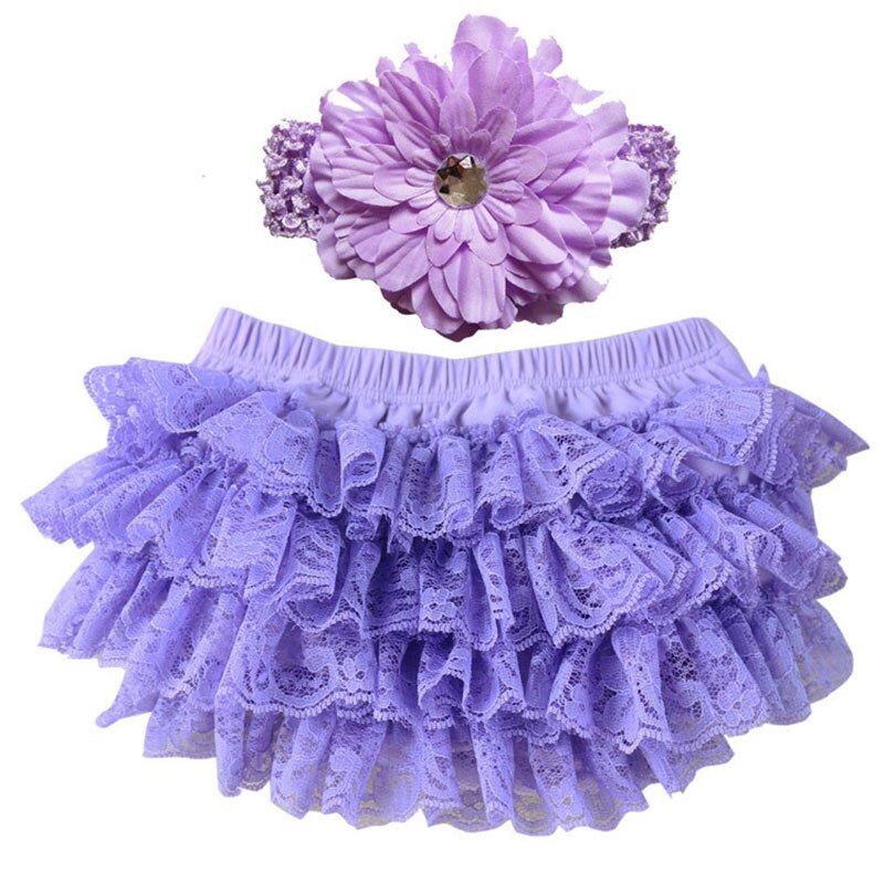 Cute Baby Girl Bloomers Diaper Cover Headband Set Newborn Ruffle Panties Lace Infant Shorts NSV775
