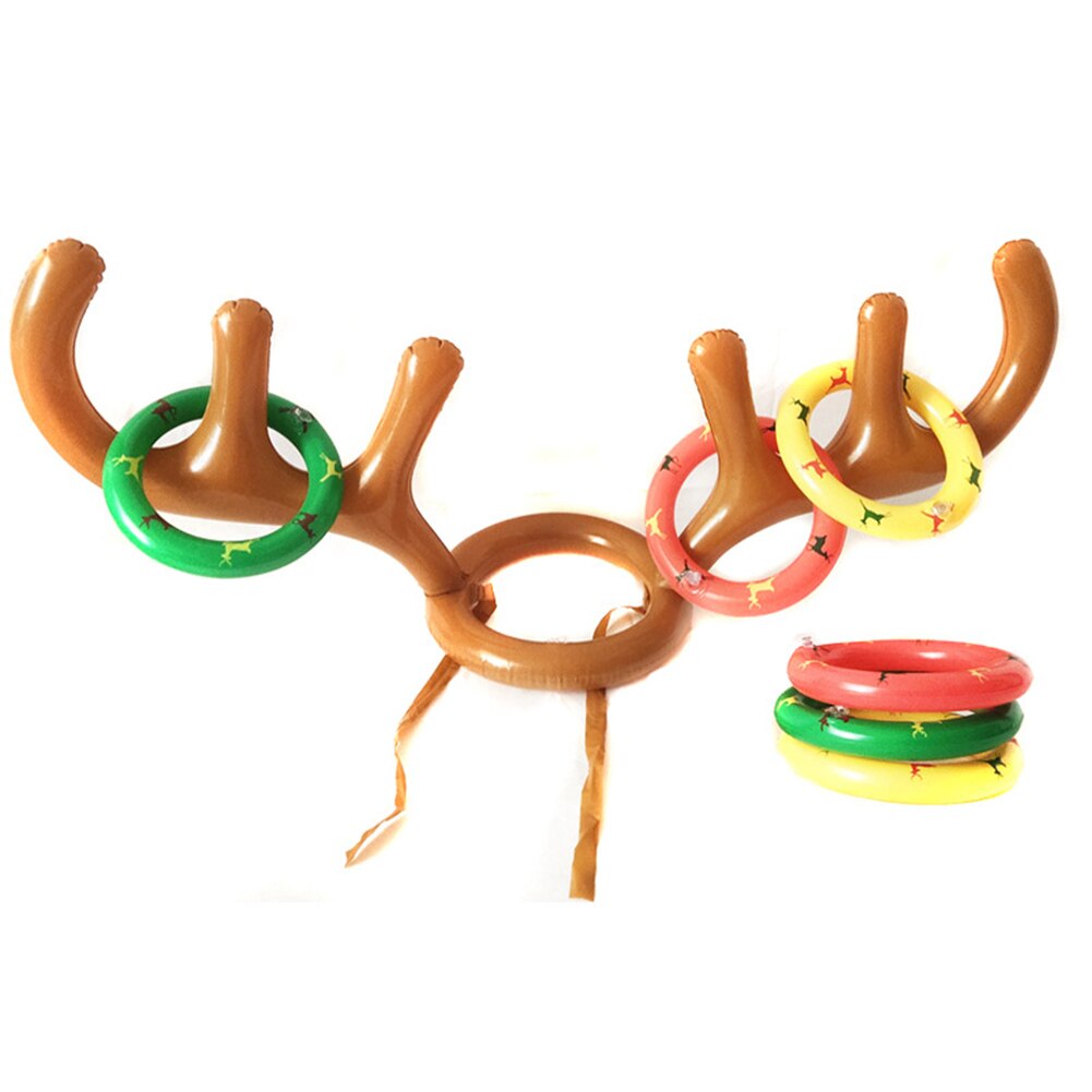 Opblaasbare Kerstman Grappig Reindeer Antler Herten Hoed Ring Toss Kerstvakantie Party Game Speelgoed Gooien Cirkel Speelgoed Party