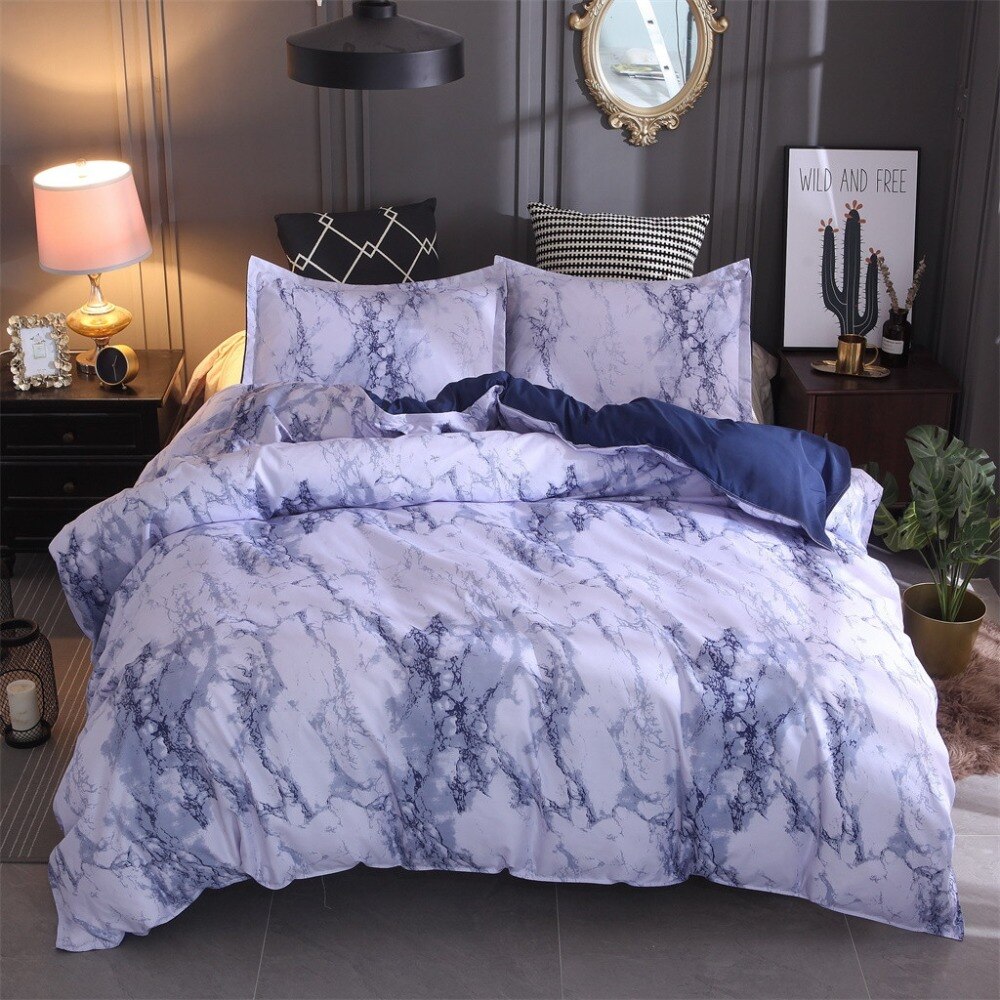 Bedst sælger enkel marmor sengetøj dynebetræk sæt dynebetræk dobbelt king size med pudebetræk seng foring # 0225