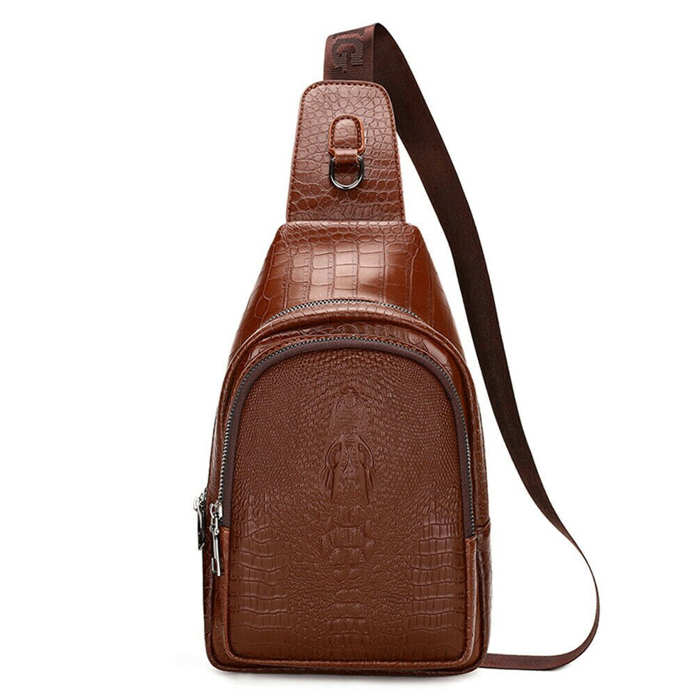 Mannen Vintage Pu Lederen Persoonlijkheid Krokodil Reizen Schouder Veelzijdige Ademend Comfortabele Schoudertas Messenger: 5