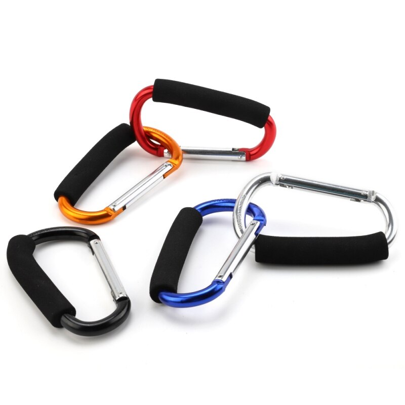 Mosquetón grande de aleación de aluminio en forma de D, gancho de llave de compras con mango suave para acampar al aire libre, senderismo, llavero con Clip mosquetón