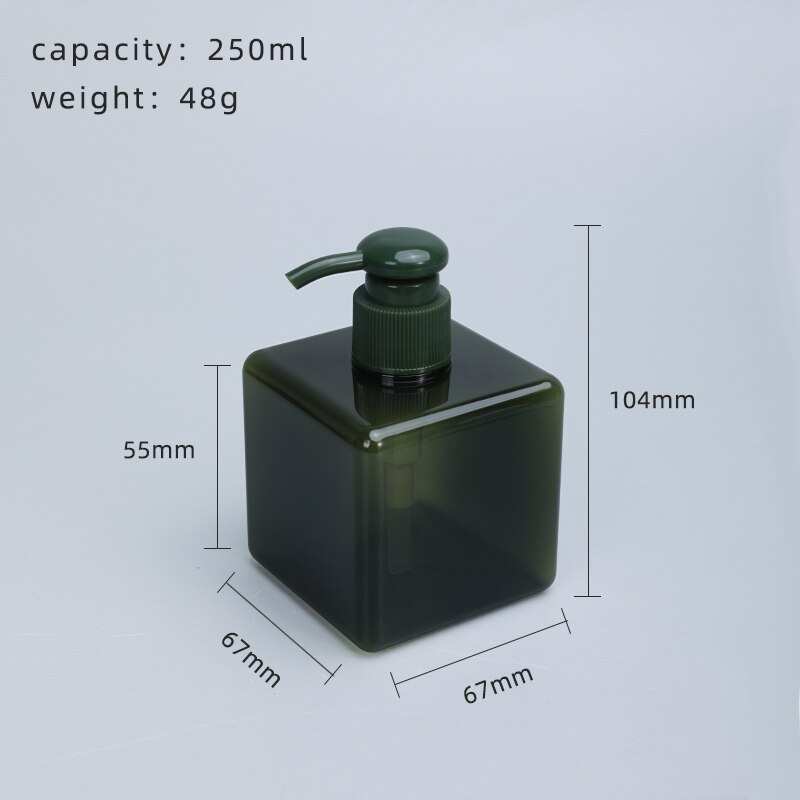 10 stk  of 250ml tomme plastflasker shampoo lotion påfyllbar flaske dusjgel pumpe dispenser: 250ml grønne
