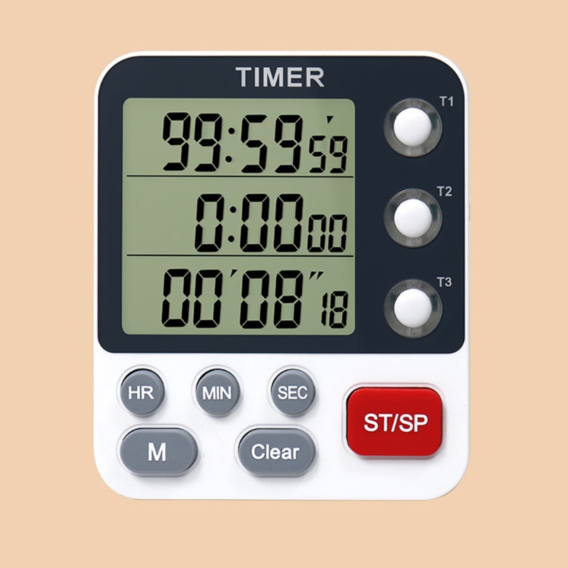 Temporizador Digital de cocina, 3 canales, cuenta arriba y abajo