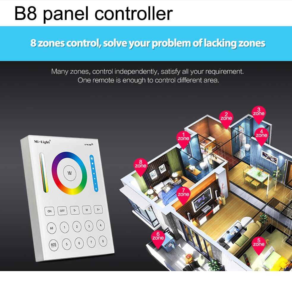 LED Panel Lamp Ultra Slim 6W 12W 15W WIFI RF Remote Round Concealed RGB CCT RGBW RGB White Lamp ceiling recessed downlight 220v: B8 panel controller