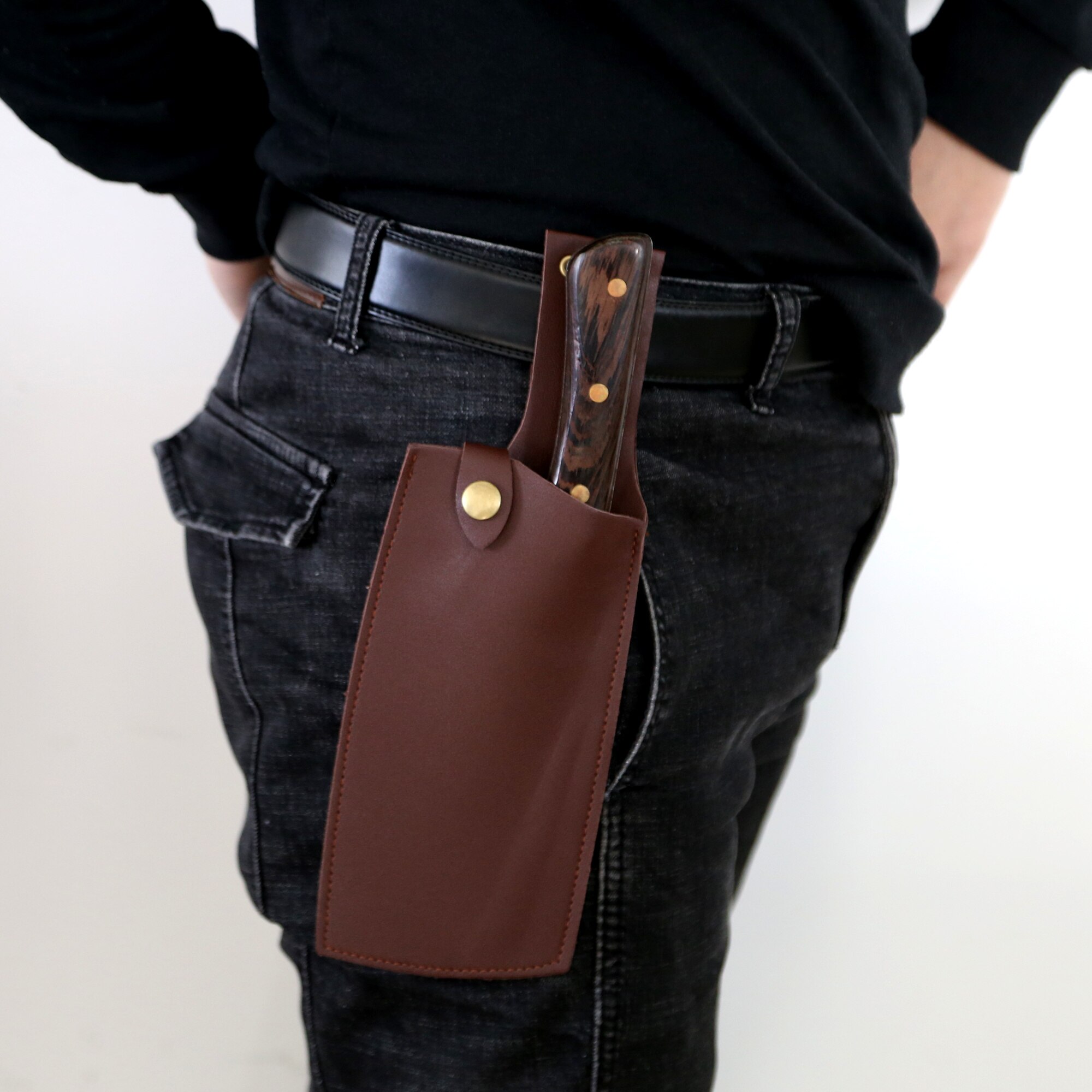 XYJ PU Leather Knife Sheath Belt Loop Blade Cover Kitchen Knives Chopping Cleaver Guard 5pack