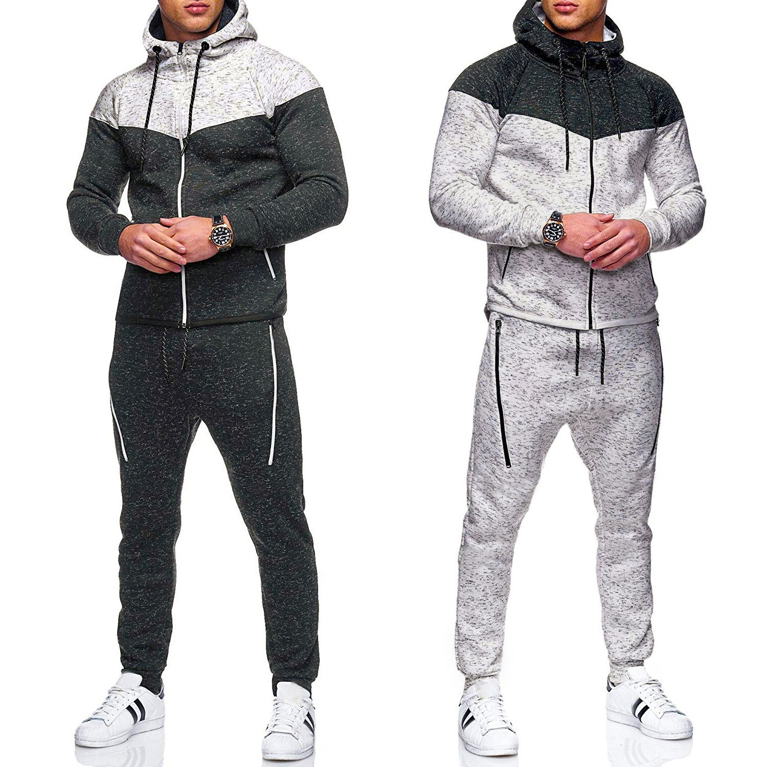 Automne hommes vêtements de sport survêtement sweats homme décontracté 2 pièces costume de sport fermeture éclair jogging hommes ensemble piste entraînement ensemble de course