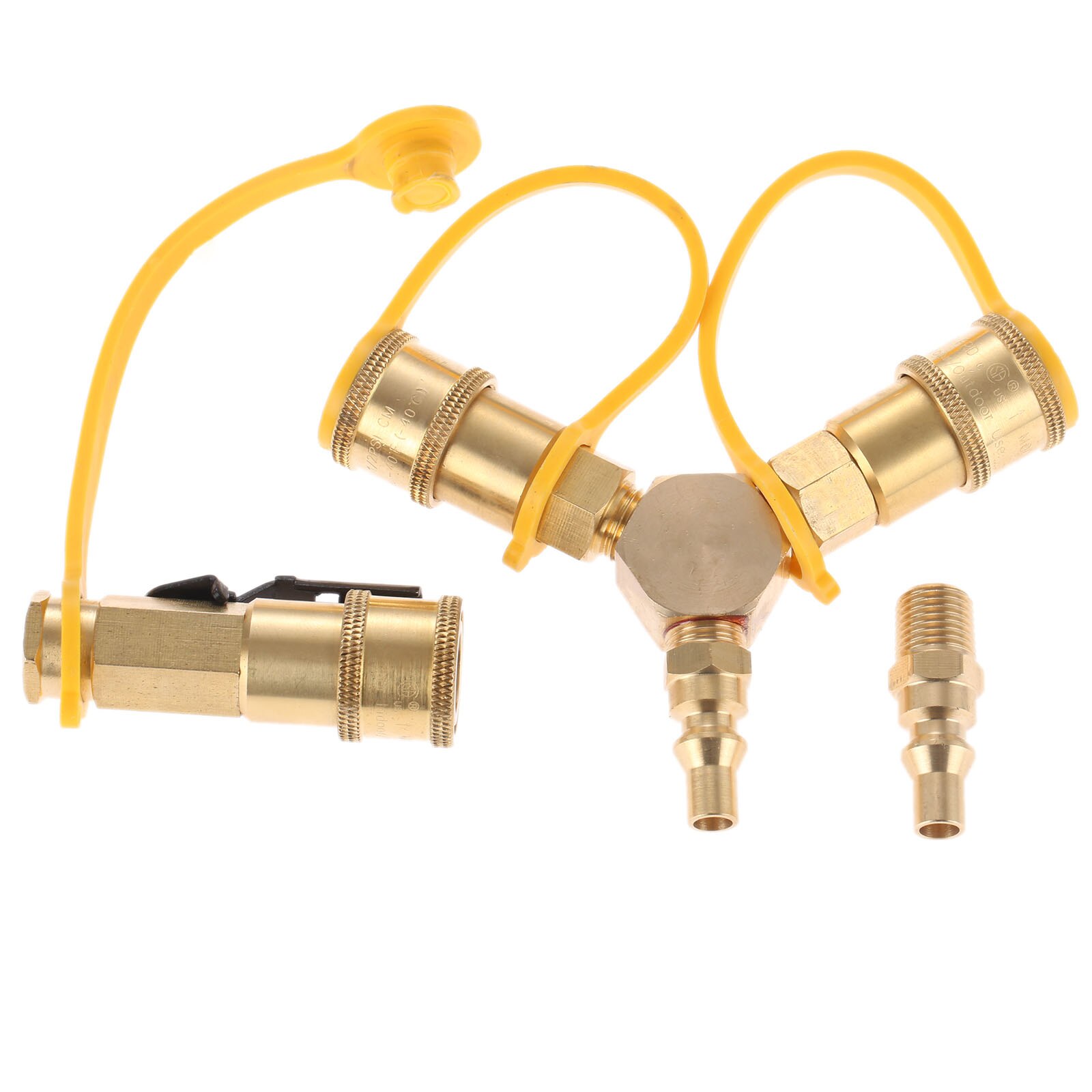 1/4&#39;&#39; RV Propane Quick Connect Y Splitter Adapter Shutoff Valve &amp; Full Flow Male Plug For Gas Grill Fire Pit Gas Stoves