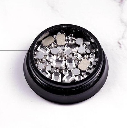 Piedra para Nail art y cuentas de vidrio brillante cuadrado AB diamantes de imitación de cristal claro decoración mixta en tarro piedras brillantes ZR01-10 de dijes: ZR02