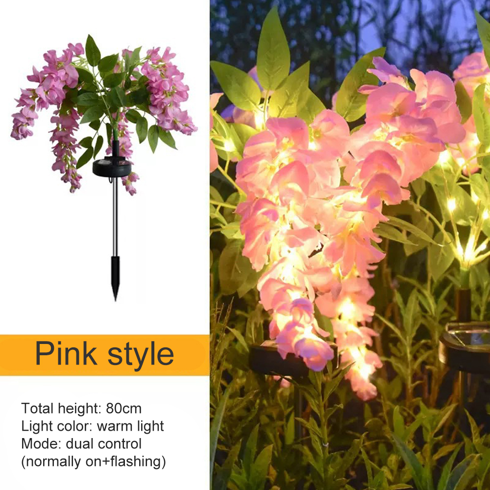 Solar Flowers Light Outdoor Garden Lawn Lamps Solar Wisteria Flower Landscape Light Courtyard Garden Ground Plug Light Decor: Orange