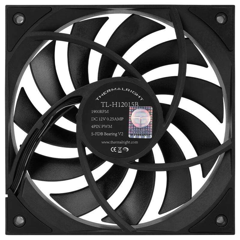 Thermalright TL-H12015 120x120x15mm Computer case cooling fan，3Phase 6 Pole Motor/S-FDB V2 bearing/Black and white colors