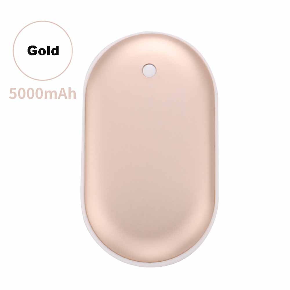 6-8h 6000mAh 4 In 1 USB Rechargeable Electric Hand Warmer Double-Side 0.8s Heating Mini 5V Long-Life Pocket Power Bank Warmer: Gold
