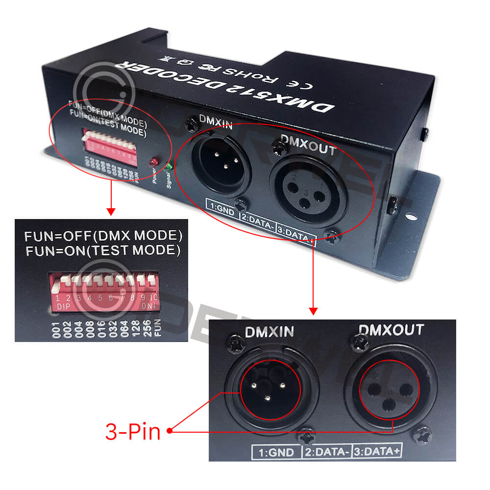 DMX 512 4 Channel decoder stage LED lighting controller PWM dimmer driver 30A input DC12V-24V RGB led bar dmx decoder