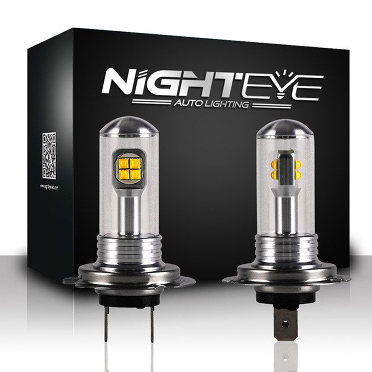 Nighteye H1 H4 H7 9005 80W | 2 pièces, avec éclairage à distance, 1500lm, feu antibrouillard, ampoules de conduite, phares DRL