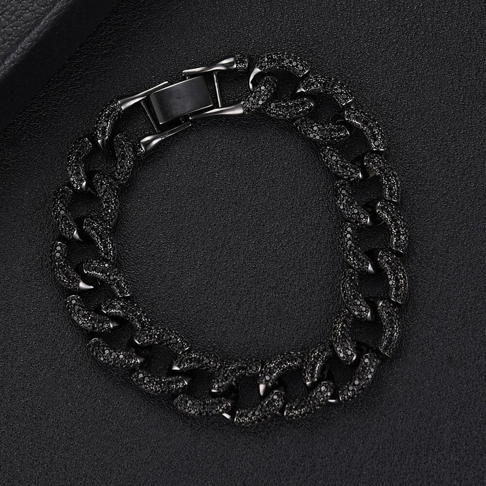SisCathy Charm Bracelet - Geometric Zirconia Link Chain - Classic Punk Style for Women