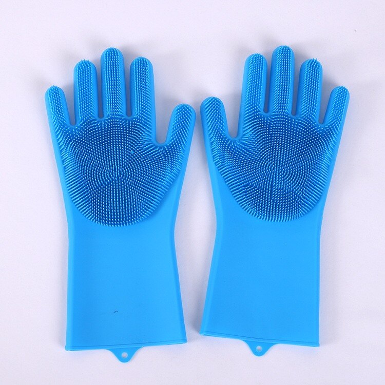1 Paar Magic Dish Wassen Handschoenen Scrubber Rubber Keuken Schoon Gereedschap Multifunctionele Silicone Cleaning Handschoenen Voor Huishoudelijke: Blauw / 185g