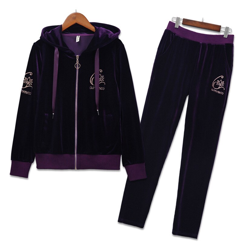 Sweat-shirt + pantalon à capuche, costume de Sport pour femmes, Jogging, tenue d'entraînement, automne 5XL, décontracté