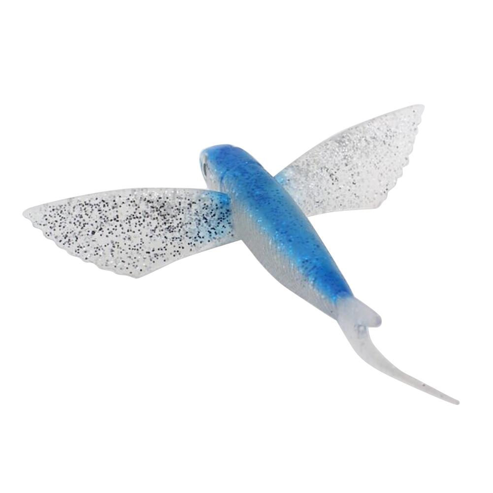 1 pièce bionique poisson volant pêche en eau salée leurre pour Kingfish/thon/maquereau/Marlin/Mahi Mahi accessoires de pêche PVC 21CM appâts: Blue