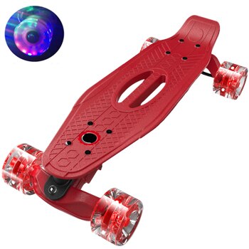 Jusenda Penny Board 21in Mini Cruiser planche à poisson enfants Scooter Longboard rebond Flash roue pour filles planche à roulettes complète: Red