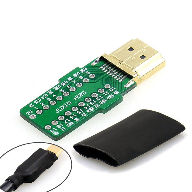 1PCS HDMI-Compatible 2.0 Connector Male Plug Breakout Terminals Solderless / Soldering Modular Computer TV Video Plug W/ Shell: NO.14