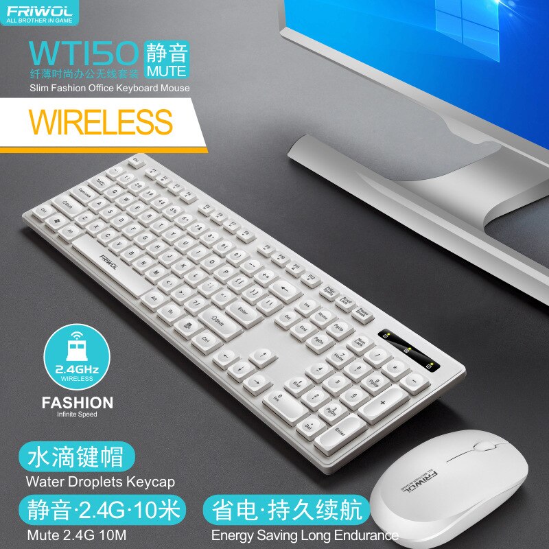 Computer Keyboard Wireless Keyboard and Mouse Rechargeable Silent Punk Keyboard for Pc Gaming Combo Backlit Wireless Keyboard: Cyan battery-W150