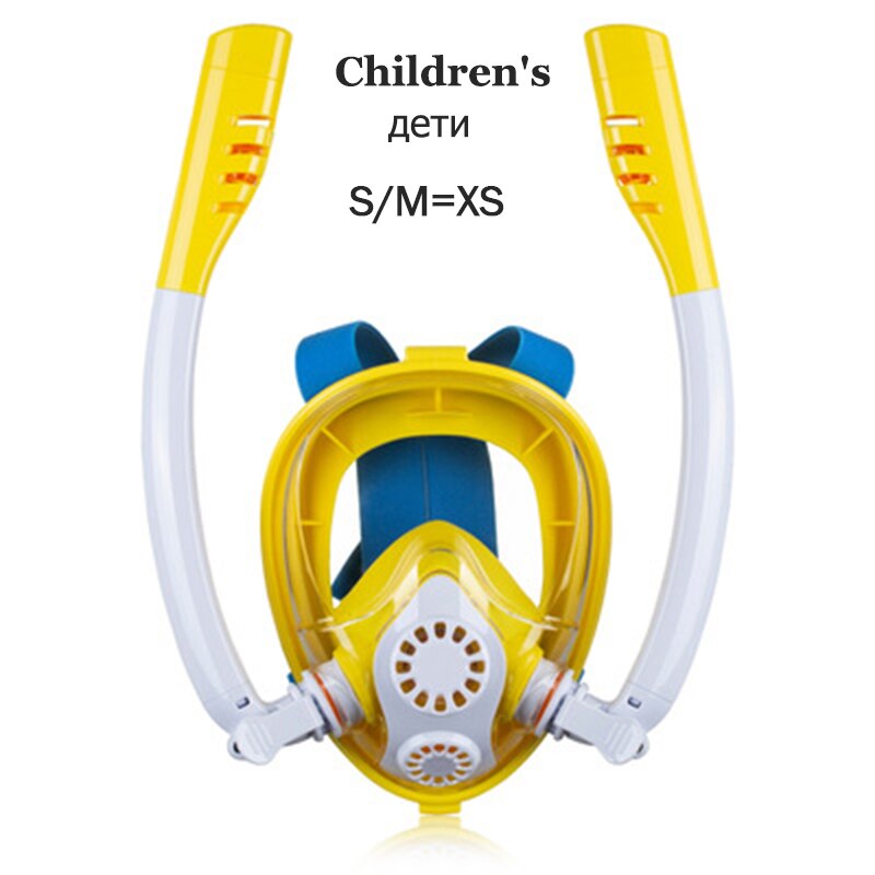 Scuba Diving Mask Full Face for Kids Double Tube Snorkeling Masks Dry Skin Dive Children Swimming Snorkel Diving Equipment: color 01