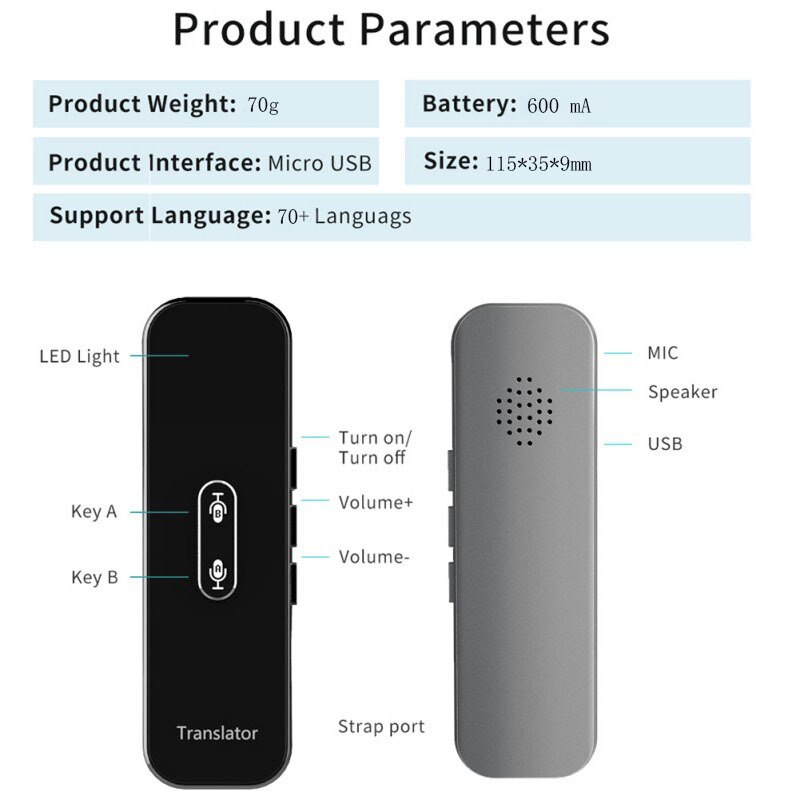 Traductor de voz inteligente G6X, traducción precisa de varios idiomas y respuesta rápida, cristal templado