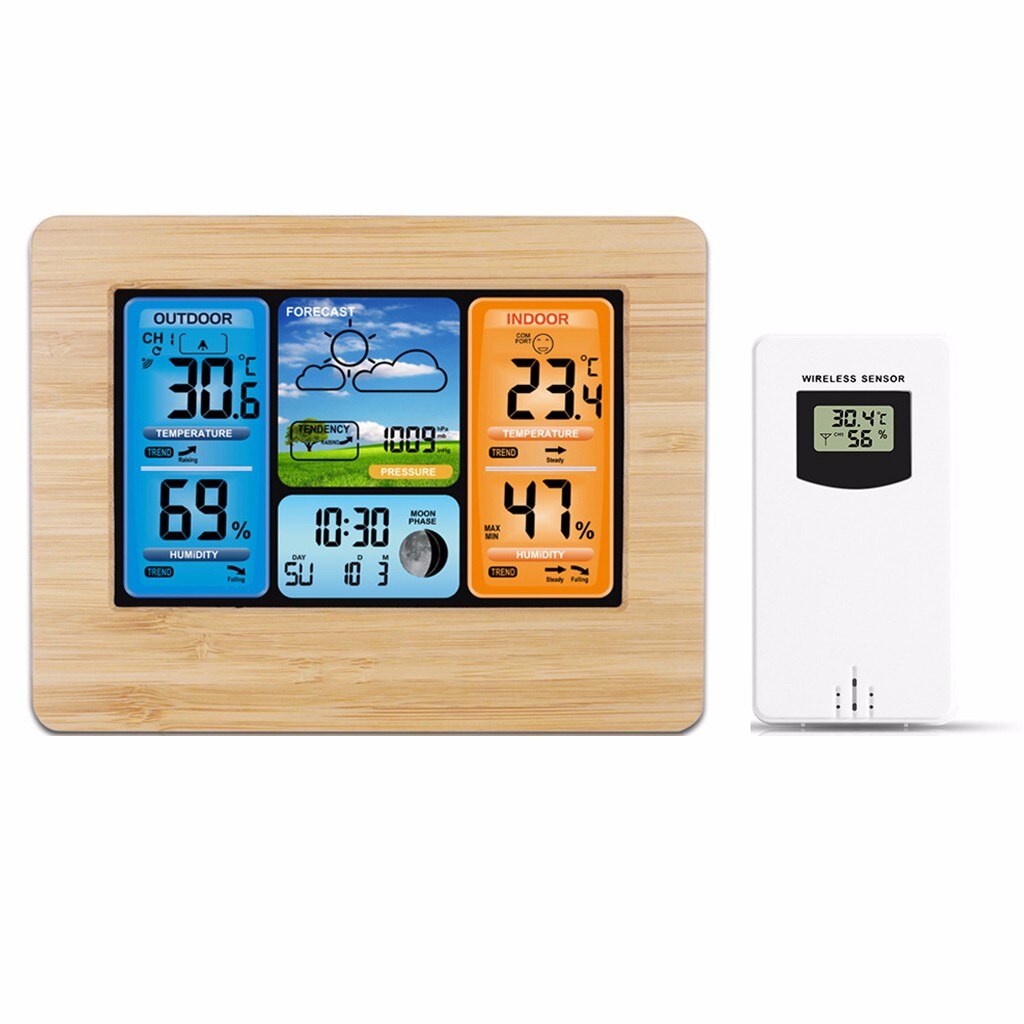 4# Weather Forecast Lcd Display Alarm Clock Wireless Weather Station Temperature Humidity Sensor Lcd Weather Forecast: Yellow 