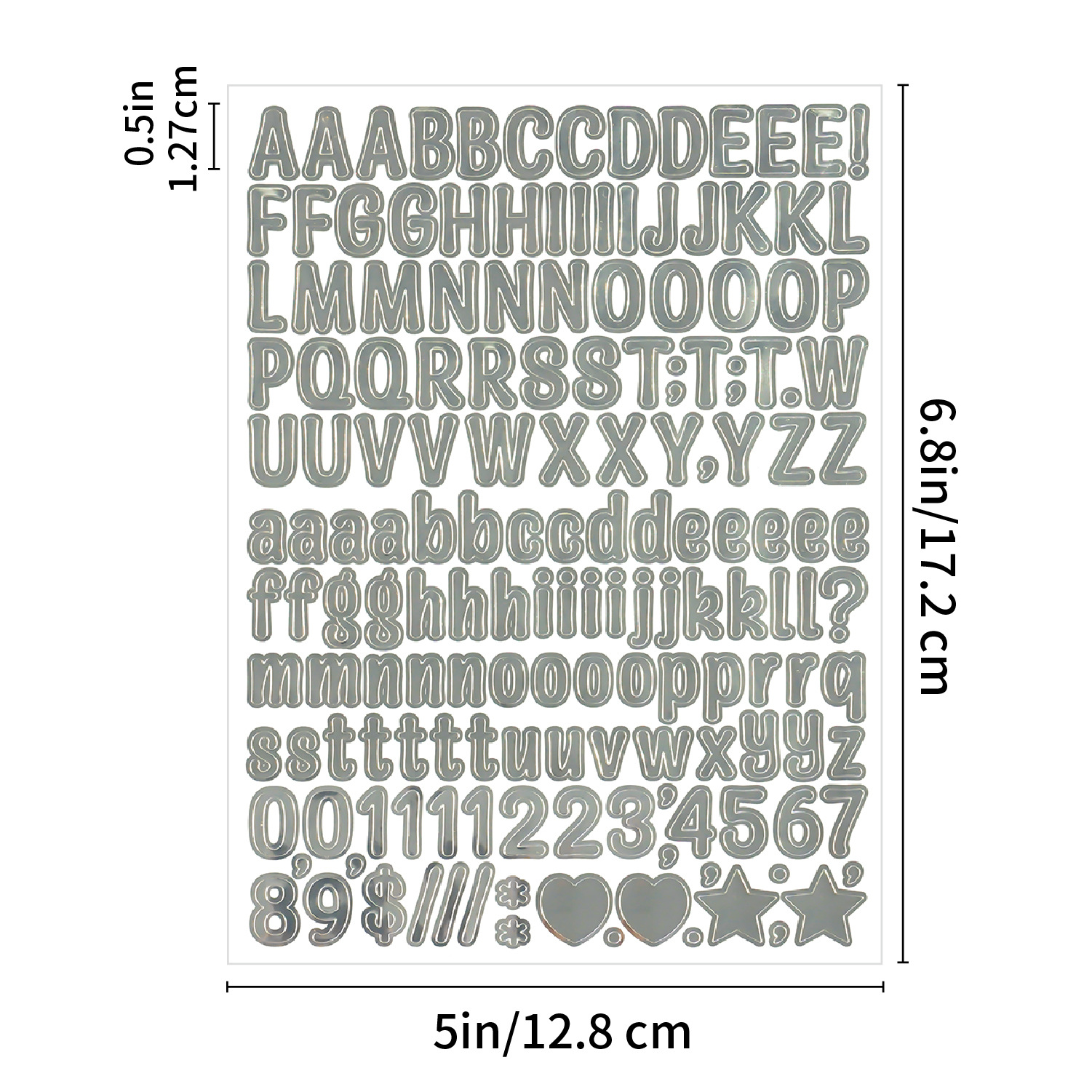 1 vel zelfklevende glitterstickers, letters en cijfers, voor cadeauverpakkingen, feestkaarten, brieven, bruiloftsdecoratie: KONINKLIJK BLAUW