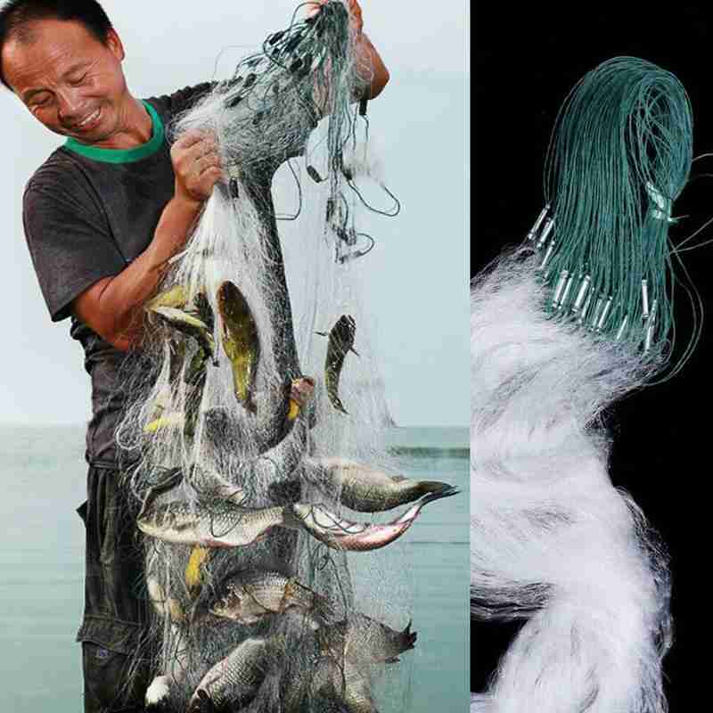 Green White Fishing Net With Float Fish Trap Monofilament Small Mesh Gill Nylon Net Fishing Accessories 1.2X15M 1.2X30M