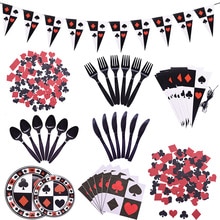 Poker Thema Party Wegwerp Servies Speelkaarten Confetti Papier Cup Plaat Servetten Banners Verjaardag Party Tablewares Supplies