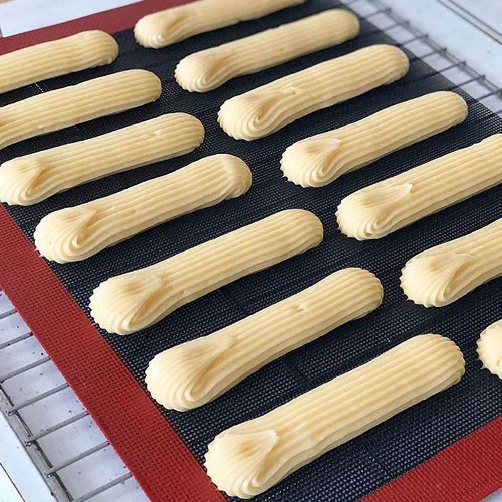 Silikone måtte 18 eclair wienerbrød non stick puff perforeret liner pad macaron cookie mat høj temperatur køkkenartikler