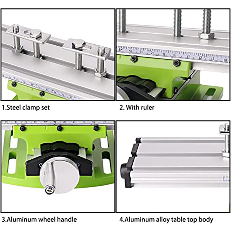 Multi-functional Mini Milling Machine Work Table Vise Portable Compound Bench X-Y 2 Axis Adjustive Cross Slide Table