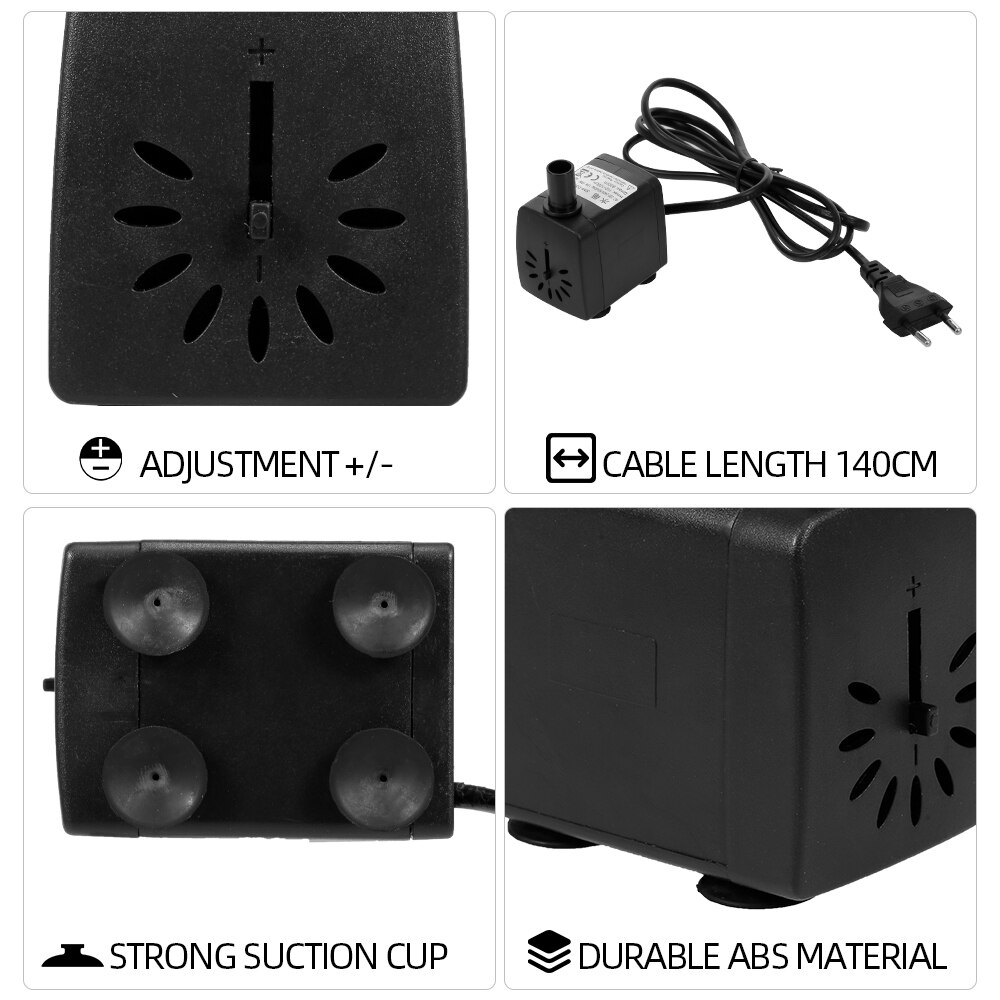 IP68 Waterproof Fountain Pump 10W Ultra-quiet USB Water Pump with Power Cord for Aquarium Fish Tank