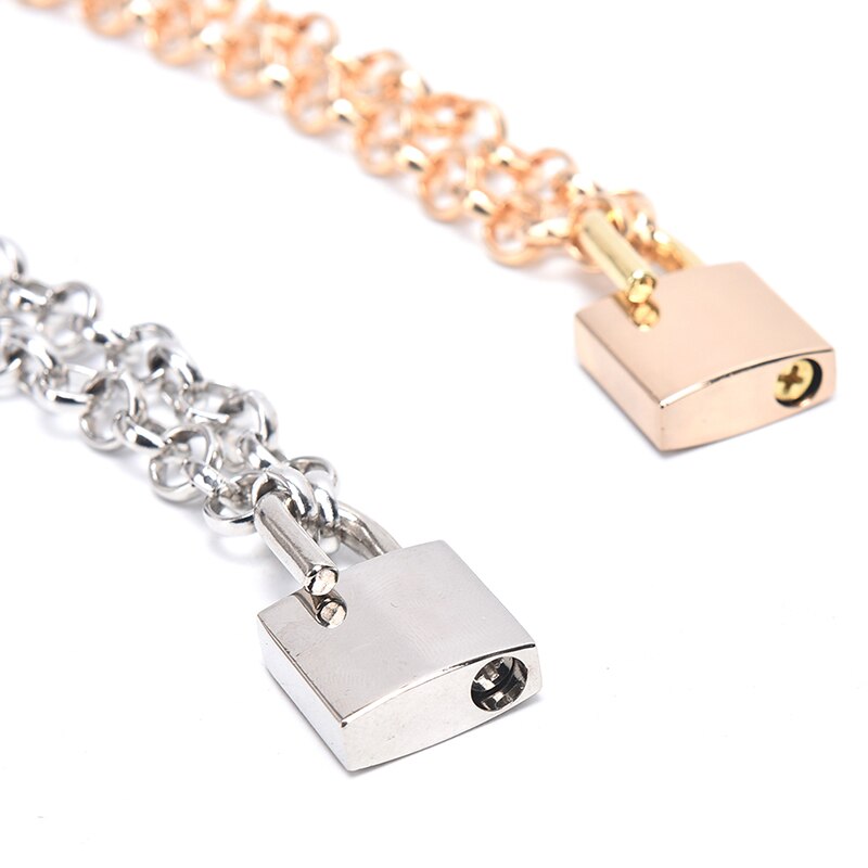 1pc punk schakelketting met hangslot en openklapbare hanger, trendy sieraden voor dames