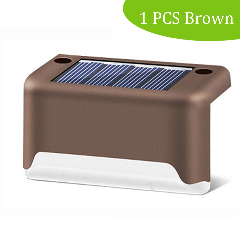 Luz LED para vallas 16 Uds., luz Solar para escaleras y caminos, lámpara impermeable para caminos de pared, iluminación para jardín, paisaje y patio: 1 pcs Brown