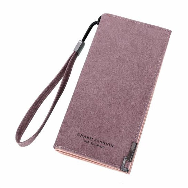 Women Wallets Dull Polish Leather Wallet Double Zipper Day Clutch Purse Wristlet Portefeuille Handbags Carteira Feminina: Bean-1