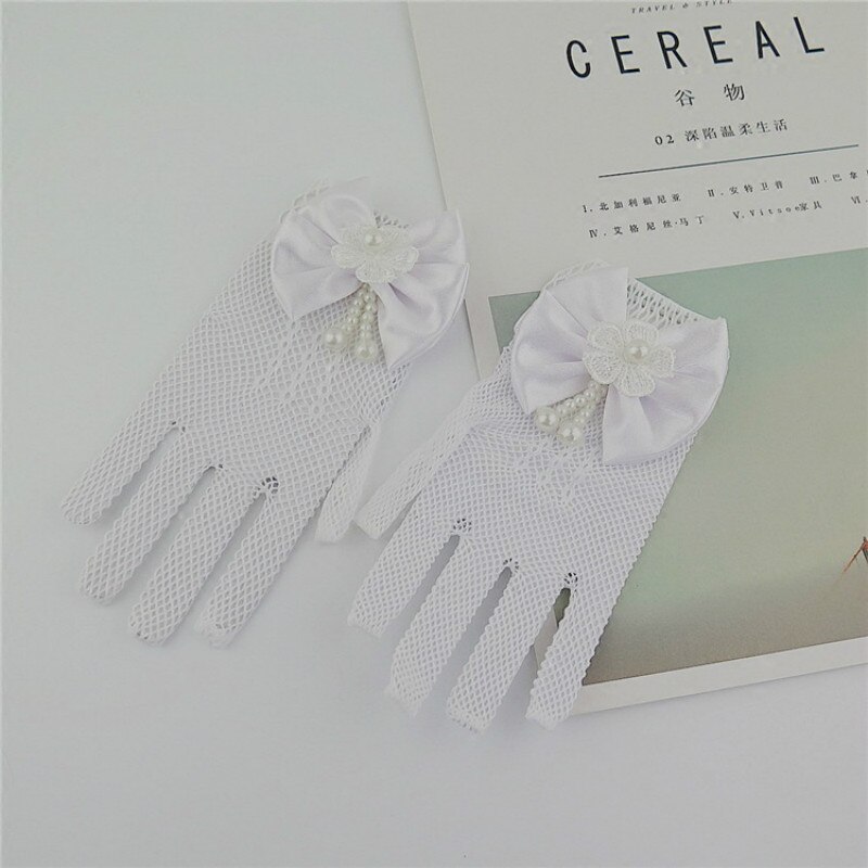 Guanti da principessa per ragazze da sposa Mesh Bowknot Party bambini cerimonia di compleanno accessori per feste guanto da ragazza