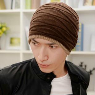 Beanies Knitted Hat Men's Winter Hats For Women Men Caps Gorros Warm Moto Fur Winter Beanie Fleece Knit Bonnet Hat: coffee