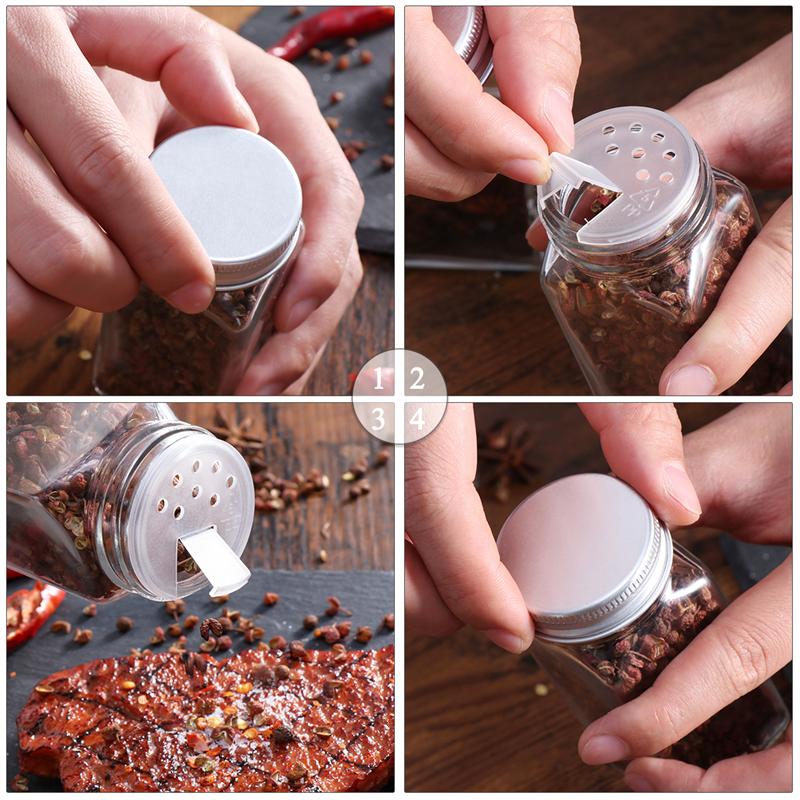 12PCS Spice Jars Square Glass Containers Seasoning Bottle Kitchen And Outdoor Camping Condiment Containers With Cover Lid