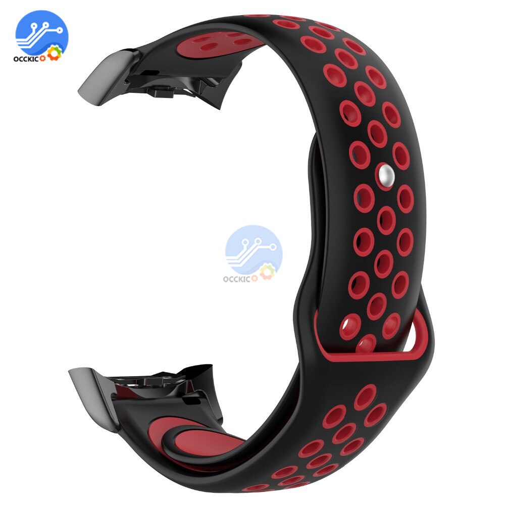 Siliconen Sport Horloge Band Dubbele Kleur Voor Samsung Gear Fit 2 Fit2 Pro Horloge Bands Wrist Strap Vervanging Armband Polsband: Rood