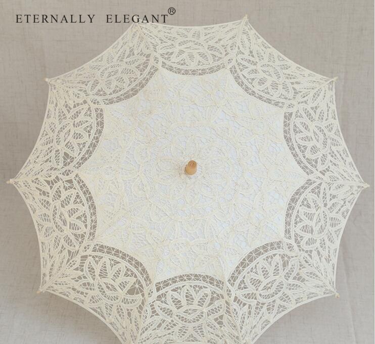 Lace Lace Parasol Cotton Embroidery Wedding Many Color White/Ivory Sun Umbrella Decorations 001