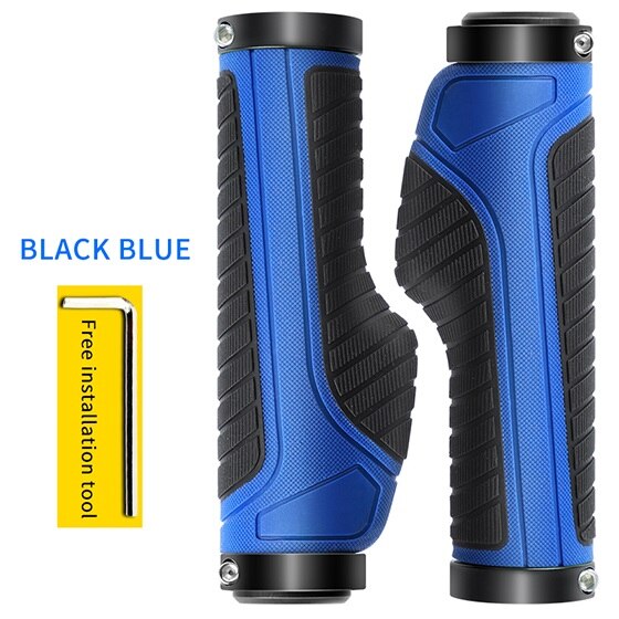 WEST RADFAHREN MTB Fahrrad Lenker Gummi Griffe Ergonomische Bike Zubehör Ring Abschließbare Nicht-rutsch Schock Absorption Fahrrad Griffe: Black Blue