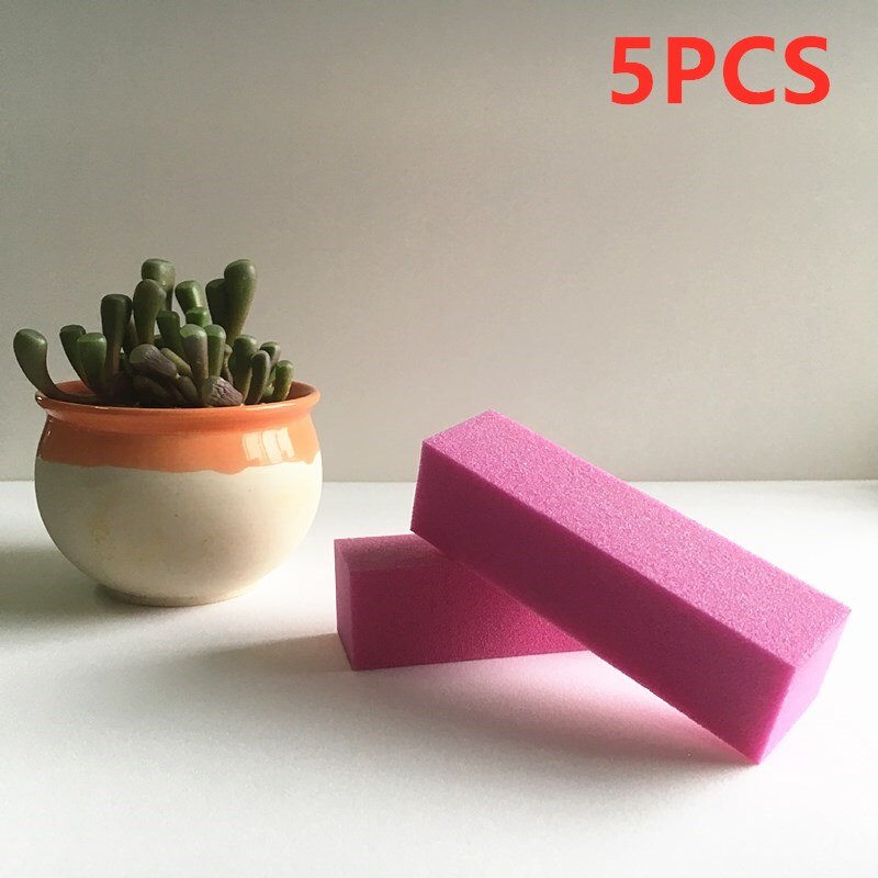 2/5/10PCS Durable Sponge Nail File White Conding Buffer Block Acrylic Block Polish Pedicure Manicure Nail Art Tools: 5PCS Pink