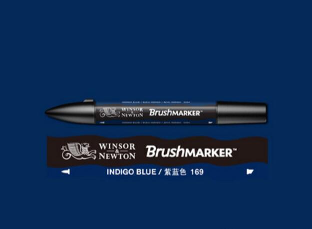 Winsor & Newton Brushmarker Marker Pennen Kwast Alcohol Gebaseerde Snelle Droge Blauw Groen Tones: Indigo Blue