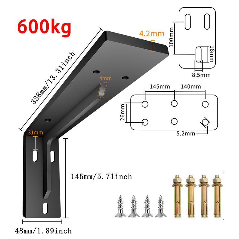 Loadbearing 600kg Wall Triangular Support Bracket Suspended TV Cabinet Desk Partition Fixed Heavy-duty Thickened Storage Rack: Orange