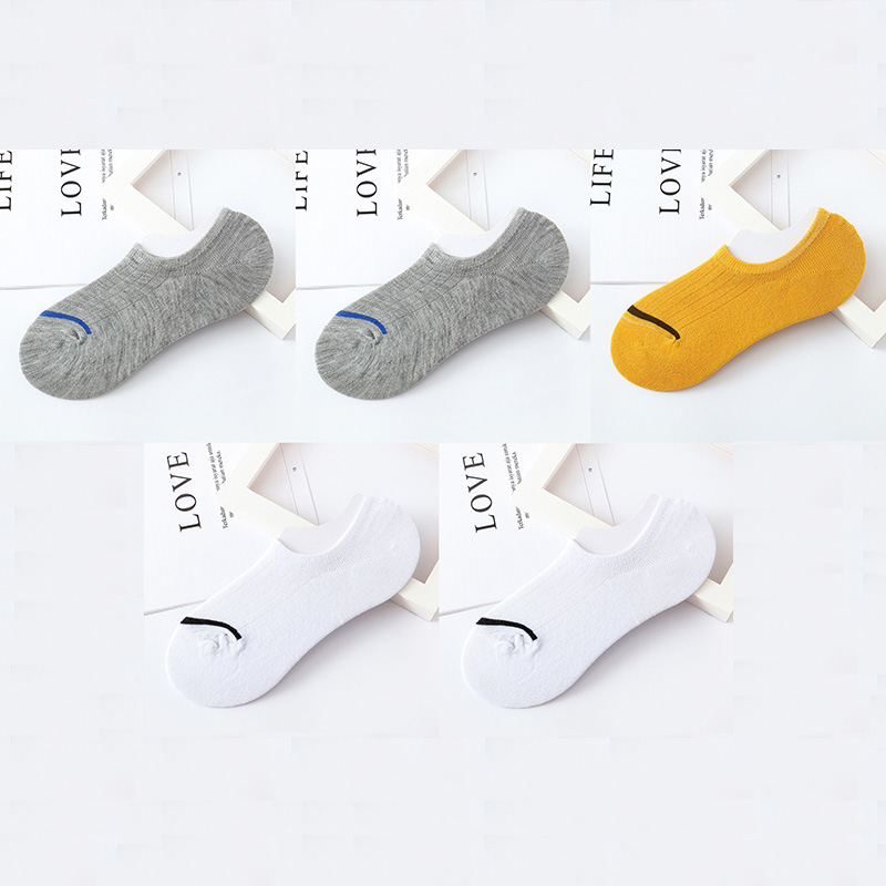 Calcetines náuticos Unisex para hombre y mujer, calcetín Invisible antideslizante de silicona, corte bajo, para primavera, verano y otoño, 5 pares, Size35-42: V multi color