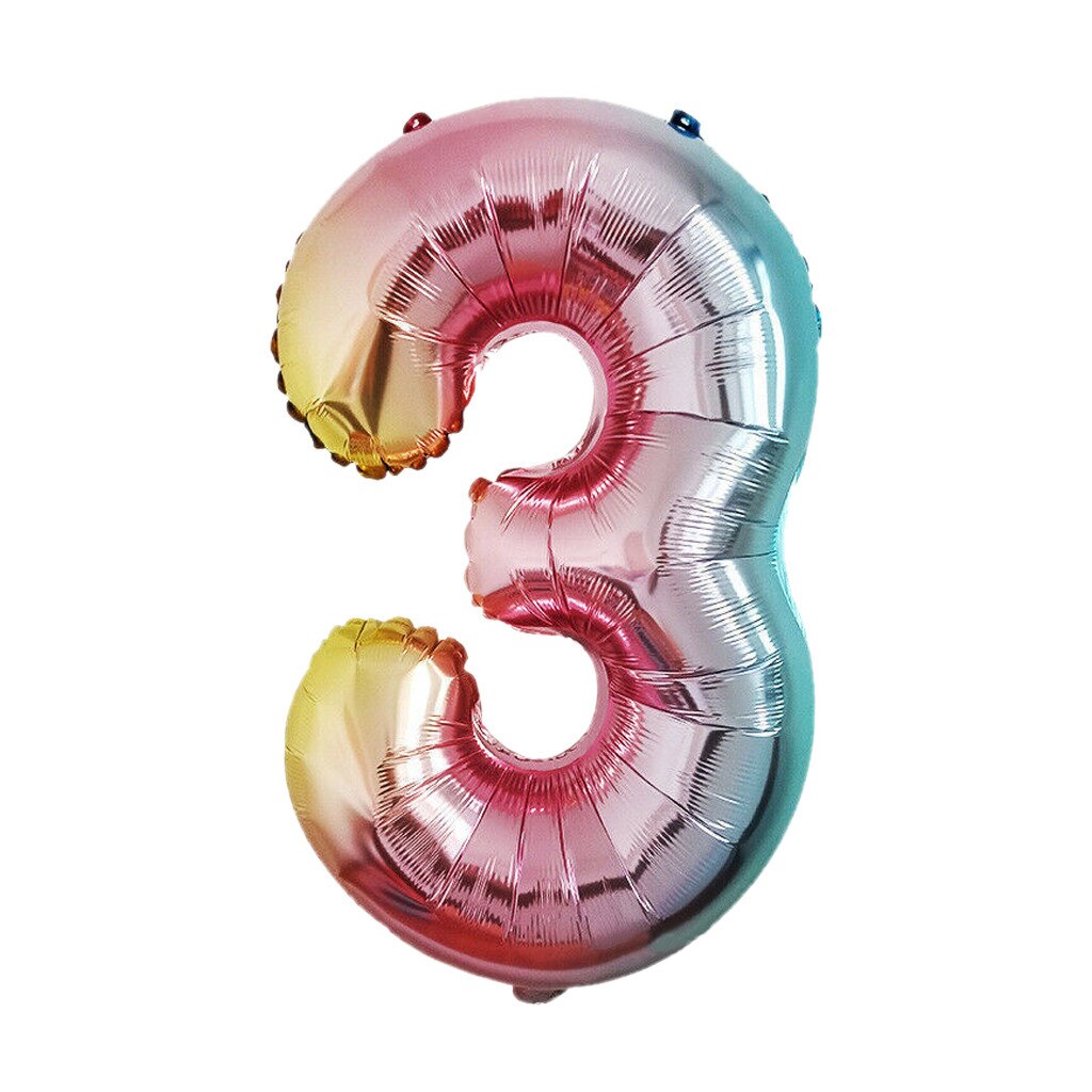 40 Inch Rainbow Gradient Number 0-9 Foil Digital Balloons For Birthday Party Helium Ballon Wedding Decoration: D