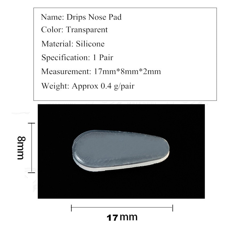 Clear Water Silicone Non-Slip Nose Pads for Glasses -Reading/Myopia/Presbyopia Glass/Goggles Stick Plate Anti-Skid Pad NP1