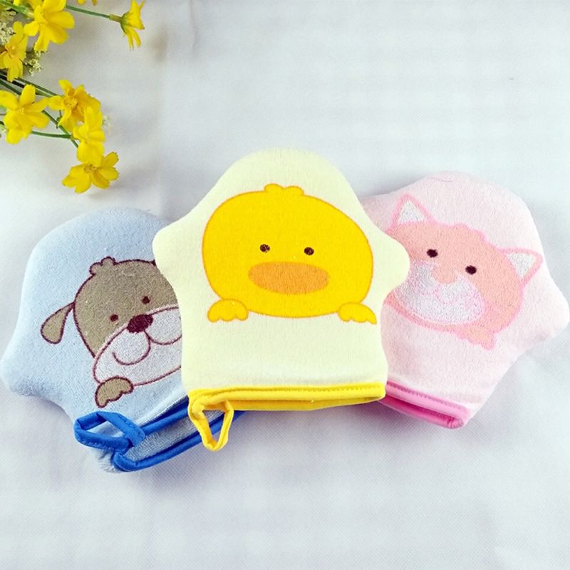 Supersuave guante de algodón con estampado de dibujos animados para bebé, cepillo para ducha de baño, esponja para niños, Bola de toalla para frotar, L4MC